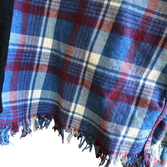 Reworked Flannel Tee, L-2XL: Upcycled Oversized Pullover Shirt, Teacher Graphic - Picture 5 of 11